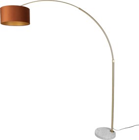 Oceľová stojaca lampa s oranžovým tienidlom a zlatým interiérom 50 cm - XXL