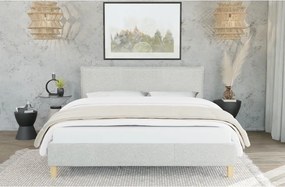 Béžová čalúnená jednolôžková posteľ s roštom 90x200 cm Tina – Ropez