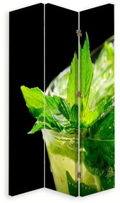 Ozdobný paraván Nápoj Mojito - 110x170 cm, trojdielny, obojstranný paraván 360°