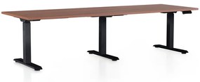 Výškovo nastaviteľný stôl OfficeTech Long, 240 x 80 cm, čierna podnož, orech