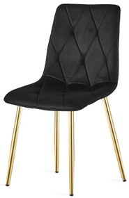 Set štyroch jedálenských stoličiek LIBRA zamatové, čierne / zlaté nohy (4 ks)