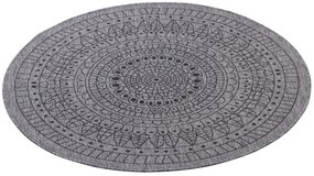 NORTHRUGS - Hanse Home koberce Kusový koberec Twin-Wendeteppiche 105476 Night Silver kruh – na von aj na doma - 100x100 (priemer) kruh cm