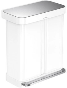 Simplehuman Pedálový odpadkový kôš na triedený odpad 58 l, biela