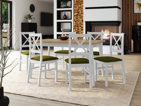 Stôl so 6 stoličkami - AL43, Morenie: dub artisan L, Poťahové látky: Zetta 297, Farby nožičiek: biela