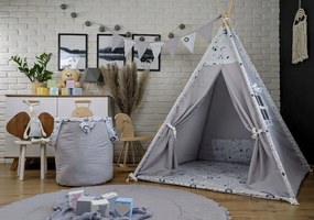 Detský stan TEEPEE (TÝPIE) ANIMALS s doplnkami - MADAGASKAR - šedý