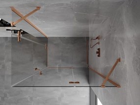 Mexen Mist-H Duo, 2-krídlový výklopný sprchový kút 75 x 90 cm, číre sklo, medený matný profil, 8A5-075L-090P-65-00