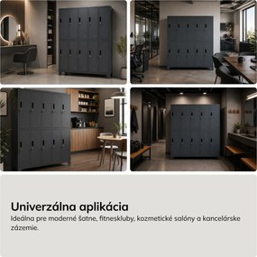 Kovová šatní skriňa na oblečenie BHP 10-dverová BARTEK 1360 x 1720 x 450 mm, antracitová