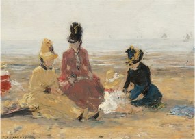Obraz - Eugène Boudin, On the Beach, Trouville, reprodukcia (70x50 cm)