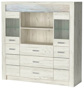 Vitrína Indie 22 (s LED osvetlením) (craft biely). Akcia -20%. Vlastná spoľahlivá doprava až k Vám domov. 1057816