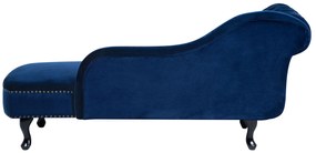 Modrá pohodlná zamatová leňoška Chesterfield  ľavá NIMES Beliani