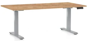 Výškovo nastaviteľný stôl OfficeTech D, 160 x 80 cm, sivá podnož, dub kraft