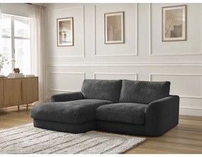 Čierna ženilková rohová pohovka (ľavý roh/s leňoškou) Leonore – Bobochic Paris