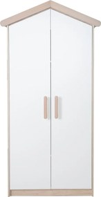 Detská šatníková skriňa v bielej a prírodnej farbe v dekore duba 96x190x50 cm Cabane – Roba