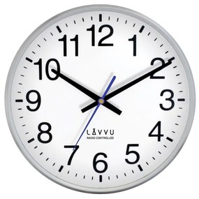 Nástenné hodiny Lavvu LCR 2010 FACTORY Metallic Silver riadené rádiovým signálom, 30cm