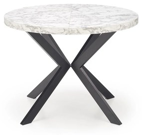 Rozkladací jedálenský stôl PERONI biely mramor/čierna