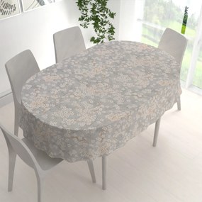 Biante Bavlnený oválny obrus Sandra SA-634 Biele čerešňové kvety na sivom 50x100 cm