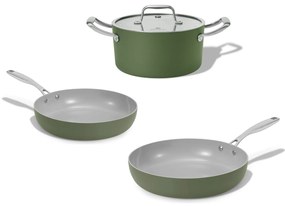 Elmich Sada keramického riadu Vital 3 ks, 2 panvice a 1 hrniec, olivovo zelená