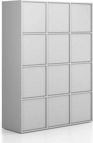 Kancelárska skriňa FRAME, 12x dvere, 1299 x 450 x 1735 mm, PUSH-lock, sivá