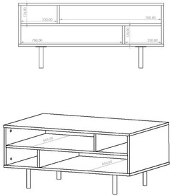 Konferenčný stolík Nubia - čierna / zlatobéžová