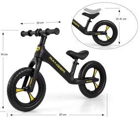 Detský balančný bicykel Milly Mally Ranger Black