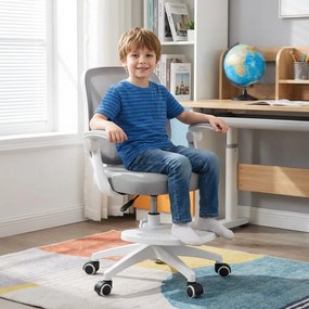 Detská otočná stolička Neoseat JUNI 010 s podnožou — látka, sivá