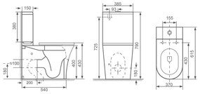 Bruckner Bruckner, DARIO RIMLESS WC kombi misa s nádržkou, spodný/zadný odpad, biela, 201.437.4
