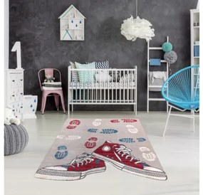 Koberec TOYS 75325 Tenisky - sivý / červený, fuksia