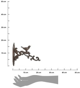 Liatinový držiak na kvetináč Bird, 5x21,5 cm, hnedá