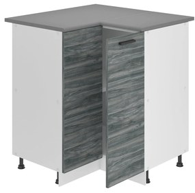 Kuchynská skrinka Belini Premium Full Version spodná rohová 90 cm šedý antracit Glamour Wood s pracovnou doskou
