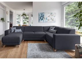 Antracitová rozkladacia/s úložným priestorom rohová pohovka (pravý roh/do tvaru "U") Classy Sophie – Miuform