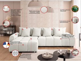 Biela rohová pohovka (ľavý roh/s leňoškou) Albane – Ropez