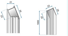 Rea Molier, skladacie sprchové dvere 90x190cm, 6mm číre sklo, chrómový profil + bočný magnetický profil, KPL-K8539