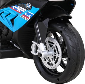 Ramiz BMW HP4 detský motocykel na batérie modrý + 3 kolieska + LED + MP3 USB + ekokoža