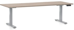 Výškovo nastaviteľný stôl OfficeTech D, 200 x 80 cm, sivá podnož, dub