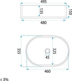 Rea Margaret Gio, umývadlo na dosku 495×355×155 mm, béžová – imitácia kameňa, REA-U3522