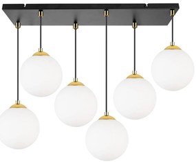 Závesné svietidlo Florence, 6x biele sklenené tienidlo, (výber z 3 farieb uchytenia)