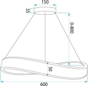 Toolight Toolight, LED závesné svietidlo, 60cm, 50W, 4000K, SWE066-CP, 4000lm, zlatá lesklá, OSW-20166