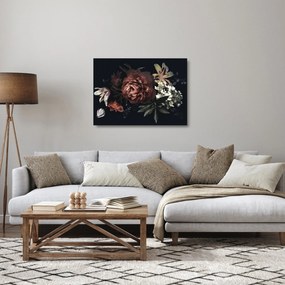 Sklenený obraz - Temné kvety (70x50 cm)