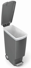 Úzky pedálový kôš 40 l šedý plast, sivá