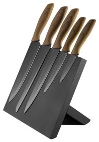 Platinet Sada nerezových nožov 5 ks s magnetickým stojanom hnedá/čierna PL0441