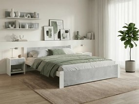 Posteľ IKAROS 180 x 200 cm, betón/biela Rošt: S lamelovým roštom, Matrac: Matrac DELUXE 10 cm