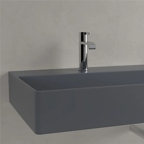 VILLEROY &amp; BOCH Memento 2.0 závesné umývadlo s dvomi otvormi (spodná strana brúsená), bez prepadu, 1200 x 470 mm, Graphite, s povrchom CeramicPlus, 4A22CGI4