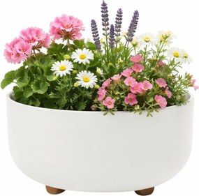 Plastový kvetináč na nožičkách TERRA 14,4x29,7 cm biely