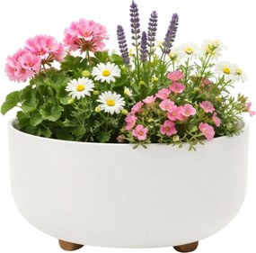 Plastový květináč na nožičkách TERRA 14,4x29,7 cm bílý