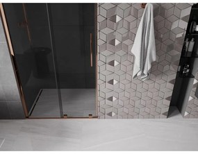 Mexen Velar L, posuvné sprchové dvere do otvoru 120 cm, 8mm šedé sklo, ružové zlato, 871-120-003-41-60