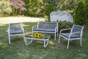 ZÁHRADNÝ SET RARO 2 x KRESLO + 1 x POHOVKA + STÔL BIELY + ŠEDÝ