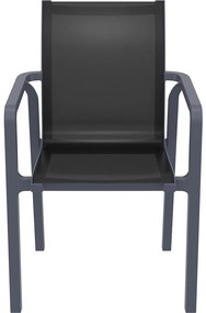 PACIFIC záhradná stolička s podrúčkami dark grey