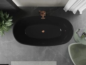 Mexen Eris, voľne stojaca vaňa 170 x 80 cm, čierna,  ružové zlato prepad, 53441708070-60