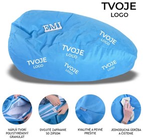 Sedací vak hruška semišová modrá s vlastným logom EMI
