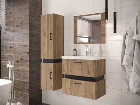 Kúpeľňový nábytok Torvaldi III, Sifón: bez sifónu, Umývadlová batéria: nie, Farby: wotan / wotan + čierny mat